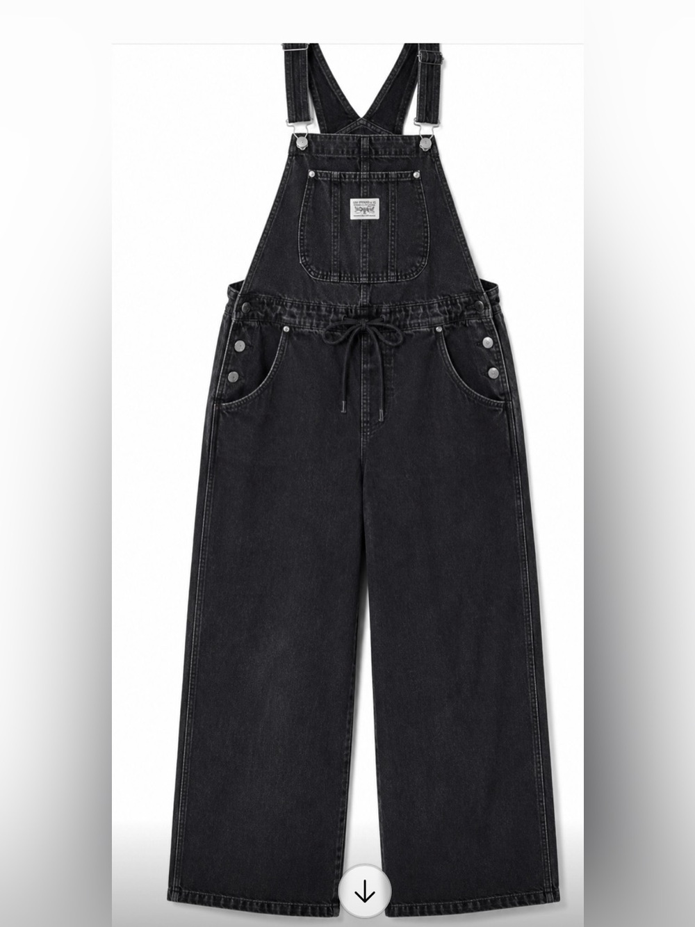 Levi's Black Washed Denim Wide-Leg Ankle Overalls